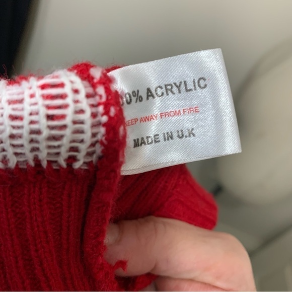 Fair isle Knit Sweater Sz S Oversized Blue Red Winter Deer Ugly Xmas Pullover - Picture 10 of 11